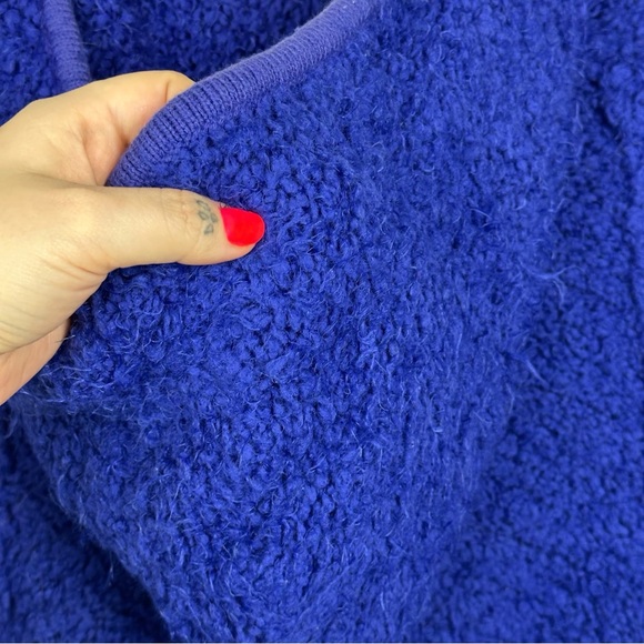 Free People Furry Time Oversized Hooded Zip Up Cozy Sweater Jacket Blue  L - Picture 11 of 15